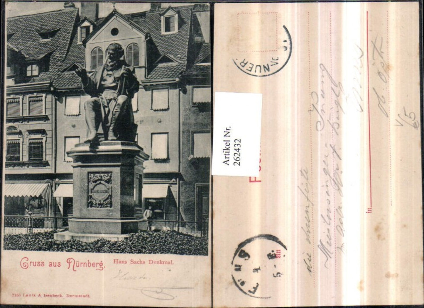 262432,Gruß aus Nürnberg Hans Sachs Denkmal pub Lautz u. Isenbeck 7156