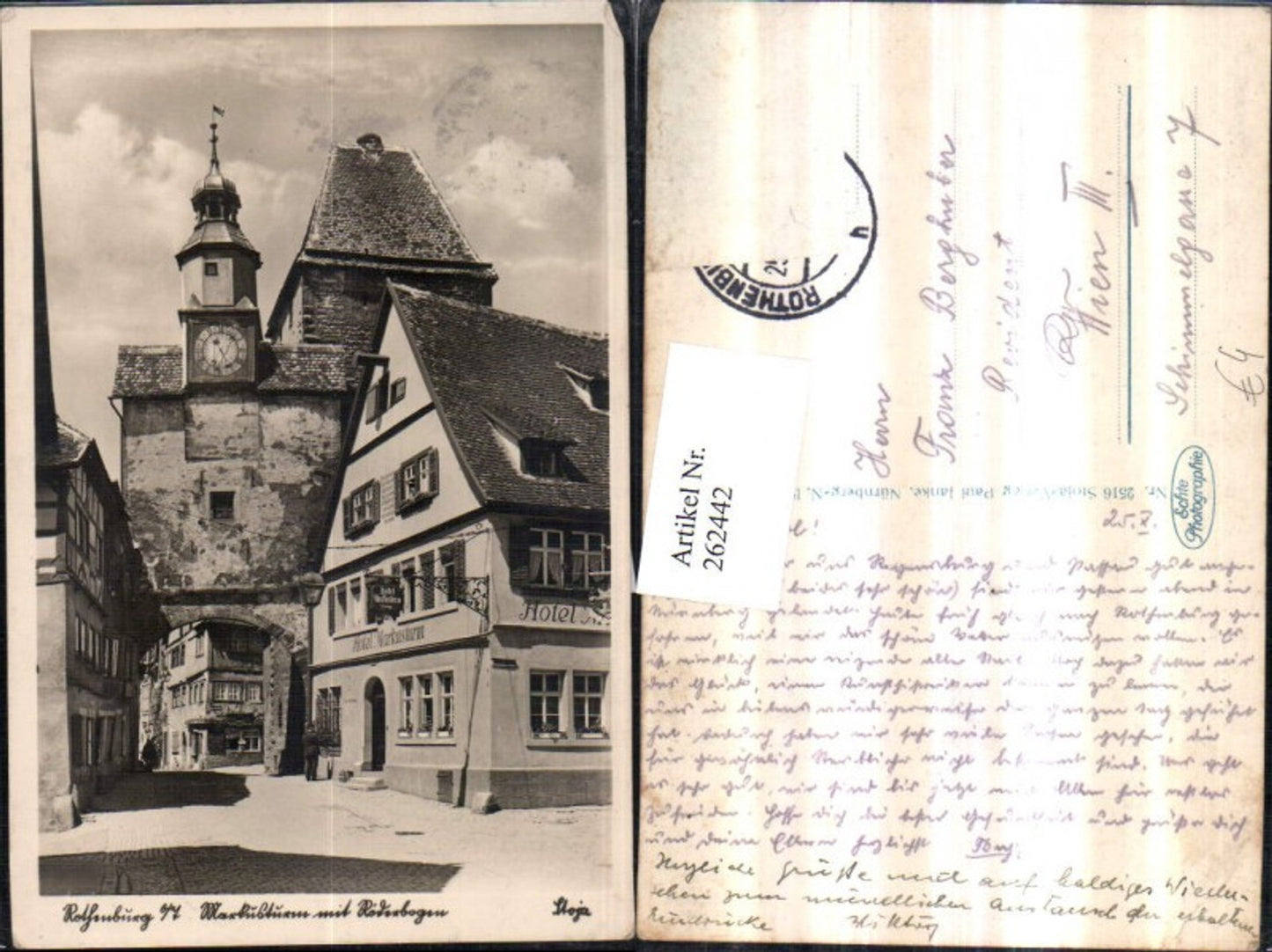 262442,Rothenburg ob d. Tauber Hotel Markusturm Turm m. Bogen