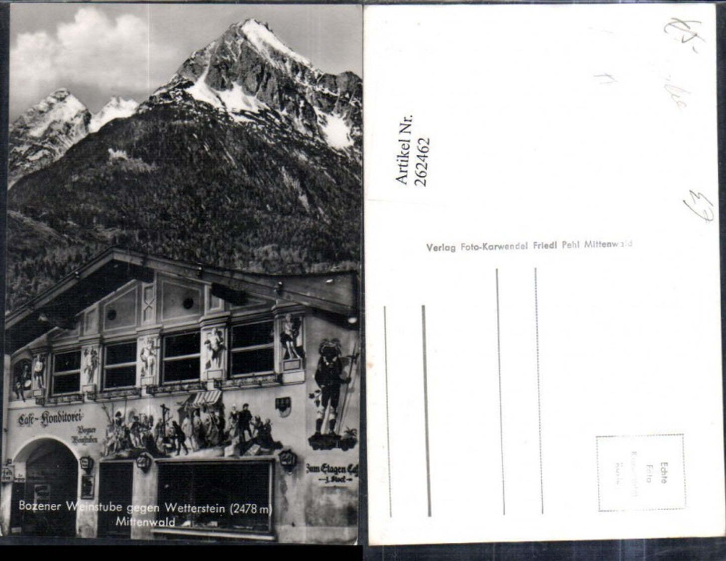 262462, Mittenwald Bozener Weinstube opposite Wetterstein mountain scenery