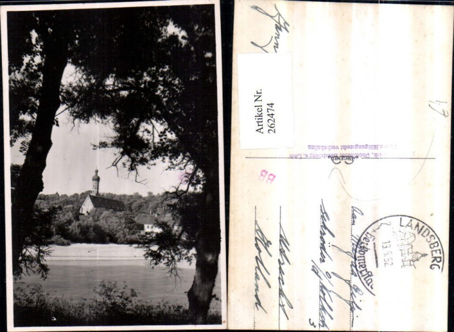 262474,Foto AK Landsberg am Lech Blick auf Kirche