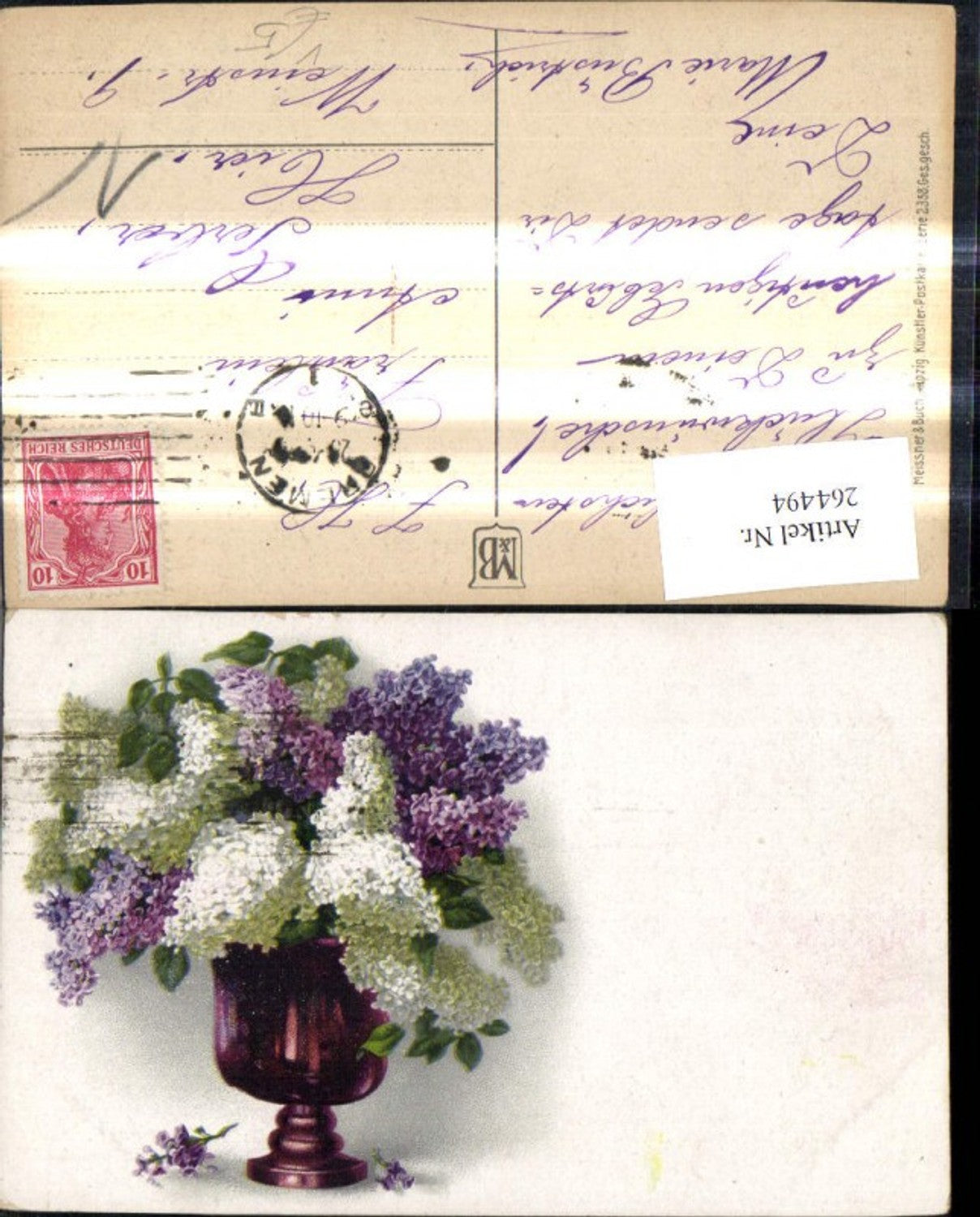 264494,Künstler Ak Meissner & Buch 2358 Blumenvase m. Flieder