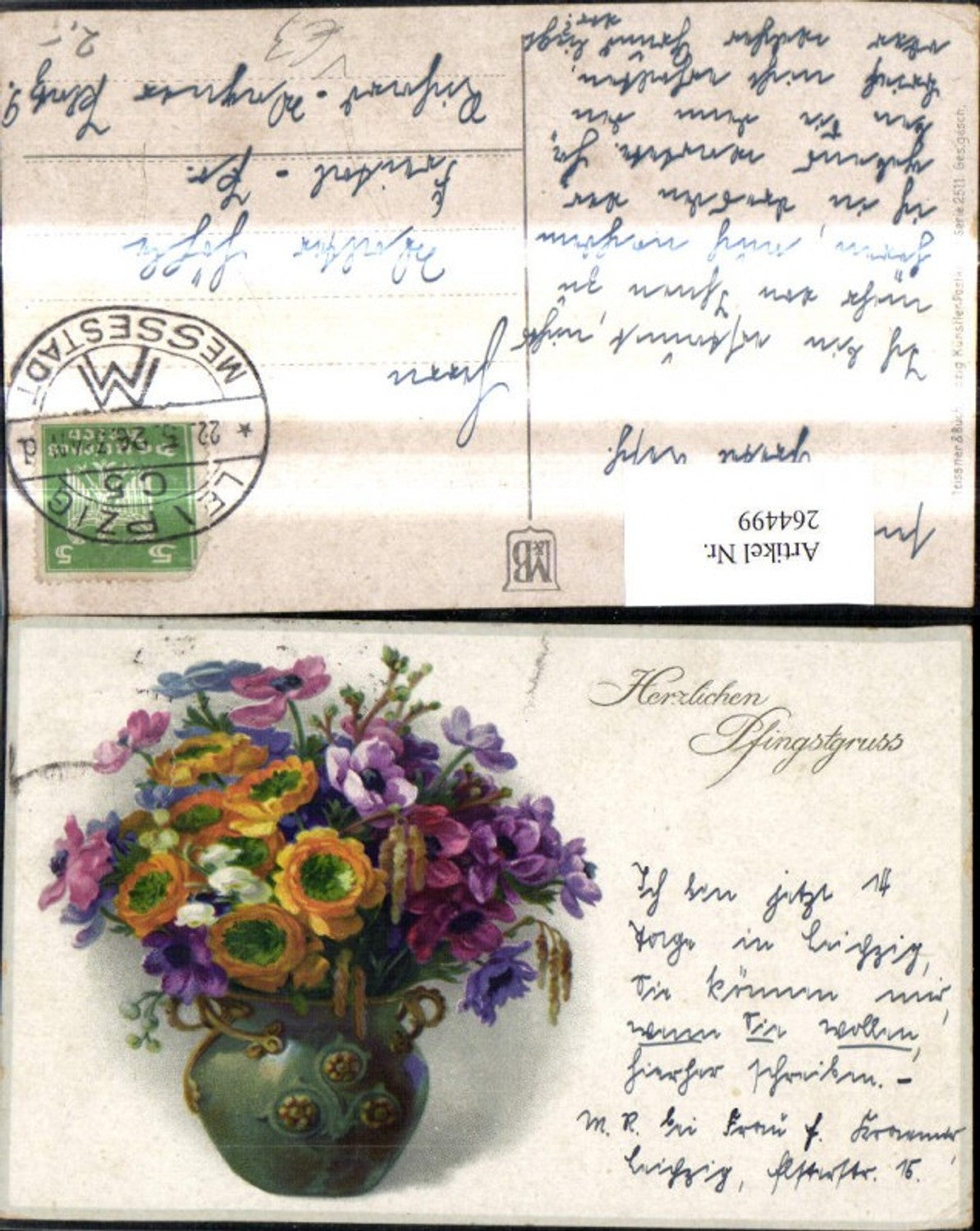 264499,Künstler Ak Meissner & Buch 2511 Bunte Blumenvase Blumen Pfingsten