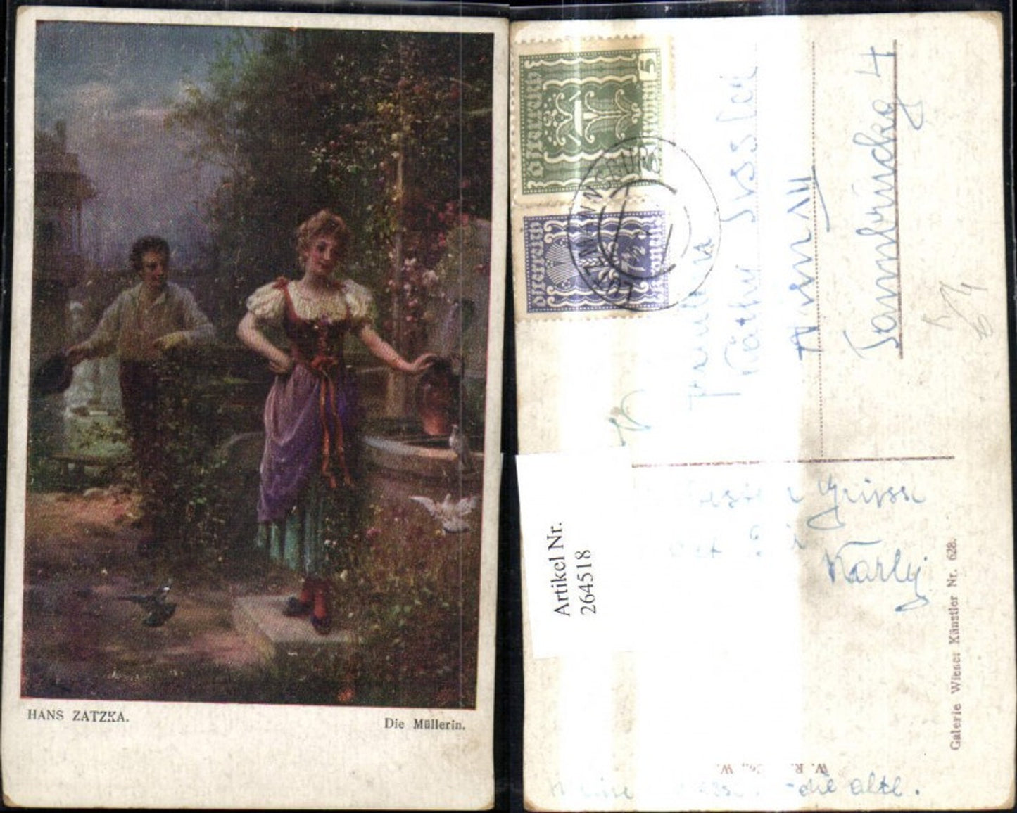 264518,Künstler Ak Hans Zatzka Die Müllerin Frau a. Brunnen
