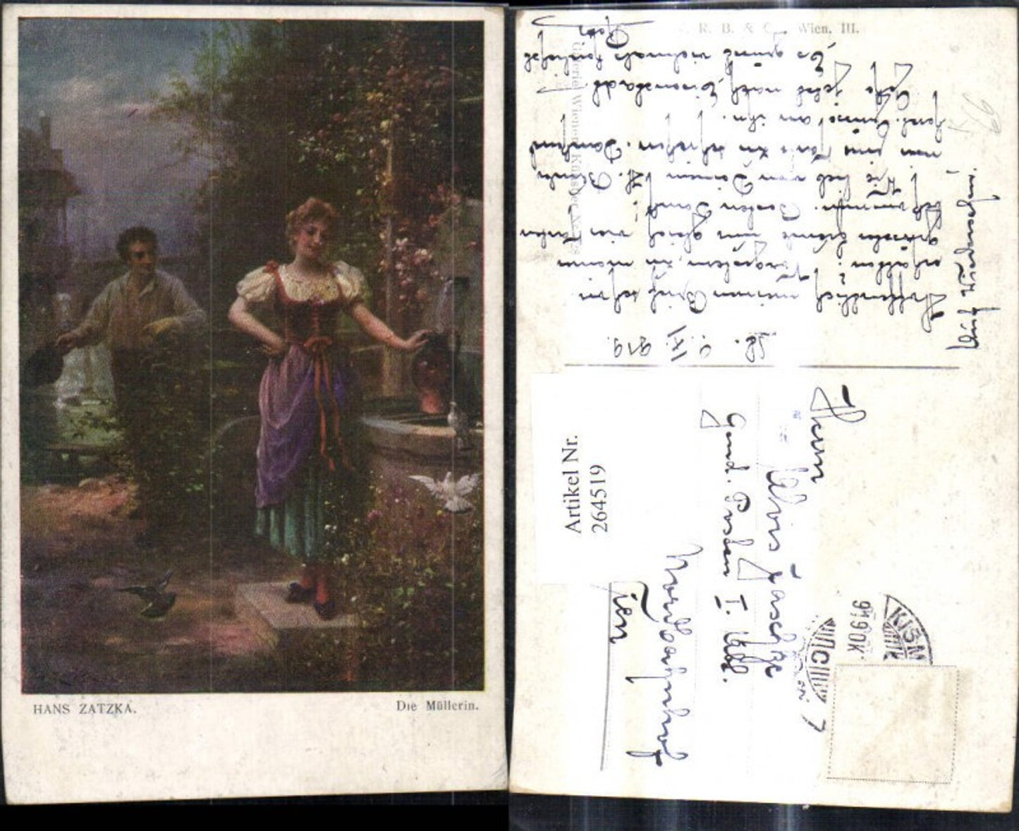 264519,Künstler Ak Hans Zatzka Die Müllerin Frau a. Brunnen