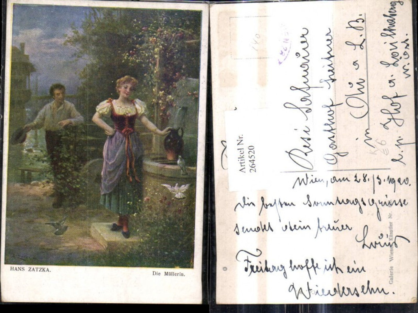 264520,Künstler Ak Hans Zatzka Die Müllerin Frau a. Brunnen