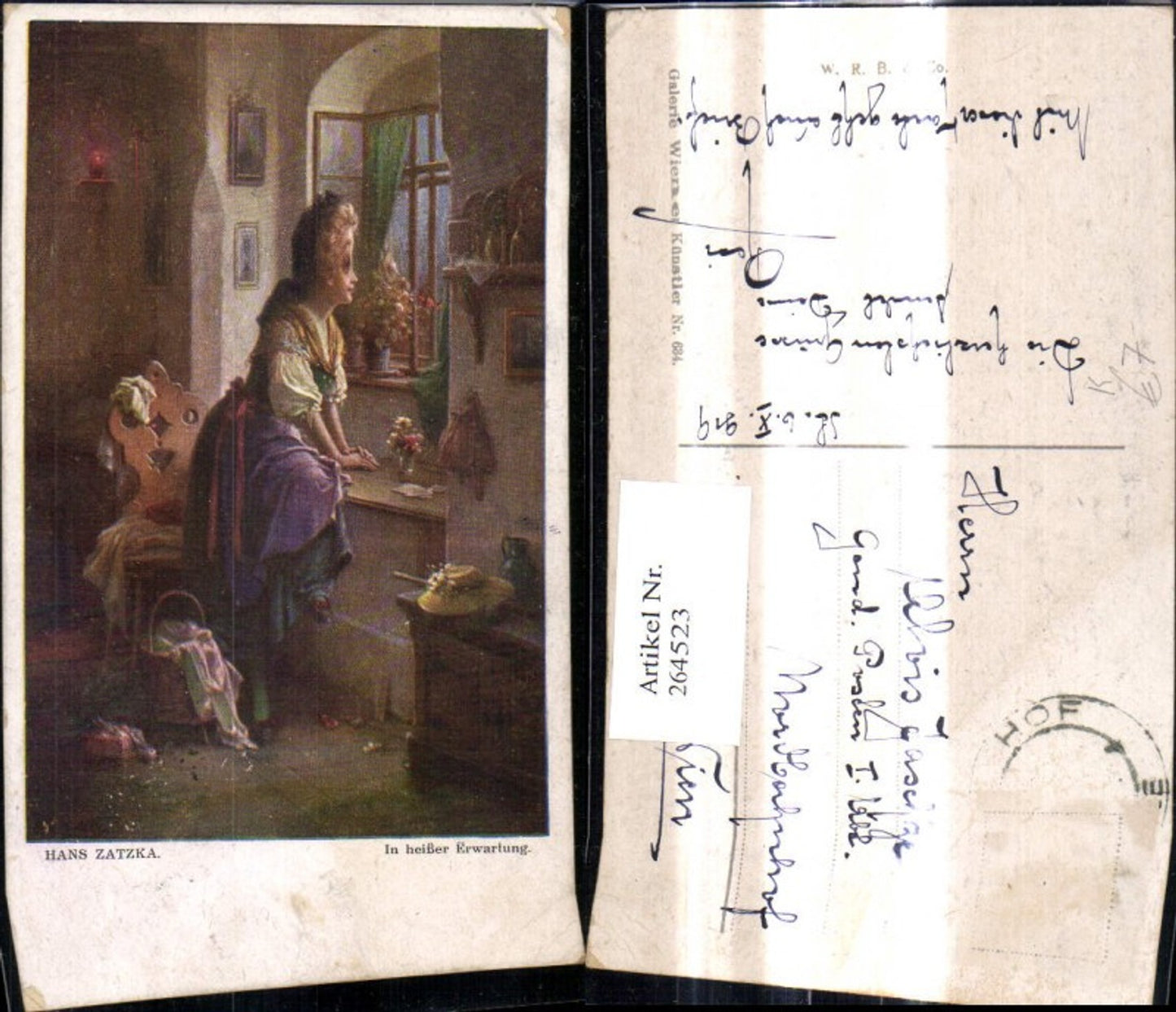 264523,Künstler Ak Hans Zatzka In heißer Erwartung Frau a. Fenster