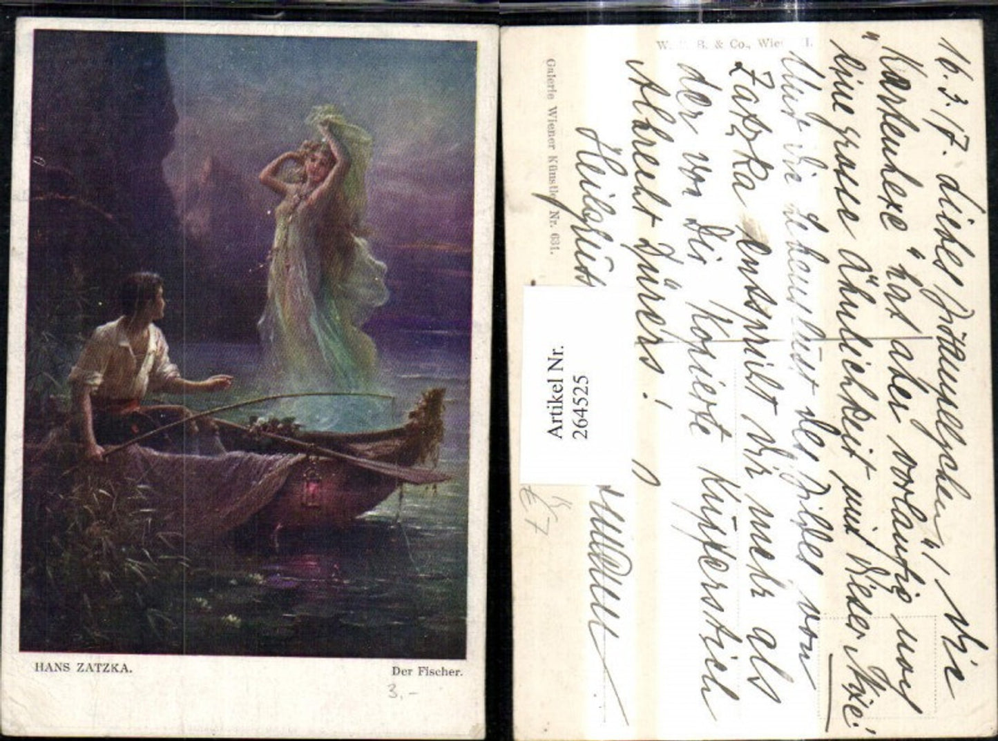 264525,Künstler Ak Hans Zatzka Der Fischer Mann Ruderboot Erscheinung Frau a. Wasser