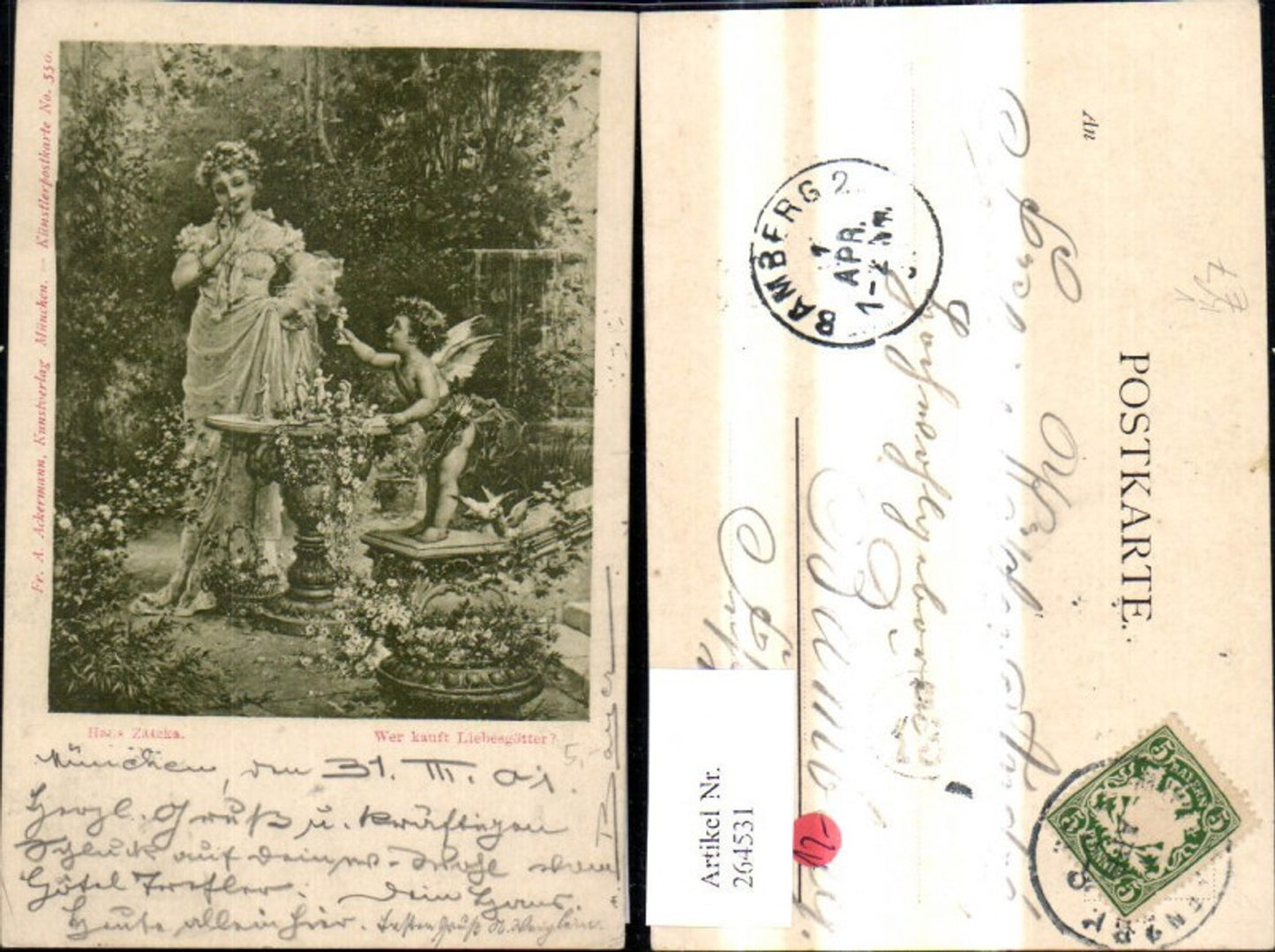 264531, Artist Ak Hans Zatzka Who buys love gods Cupid pub FA Ackermann 550