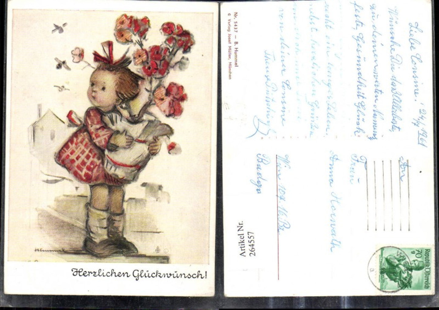 264557, Artist Ak Berta Hummel 5437 Girl with flower pot
