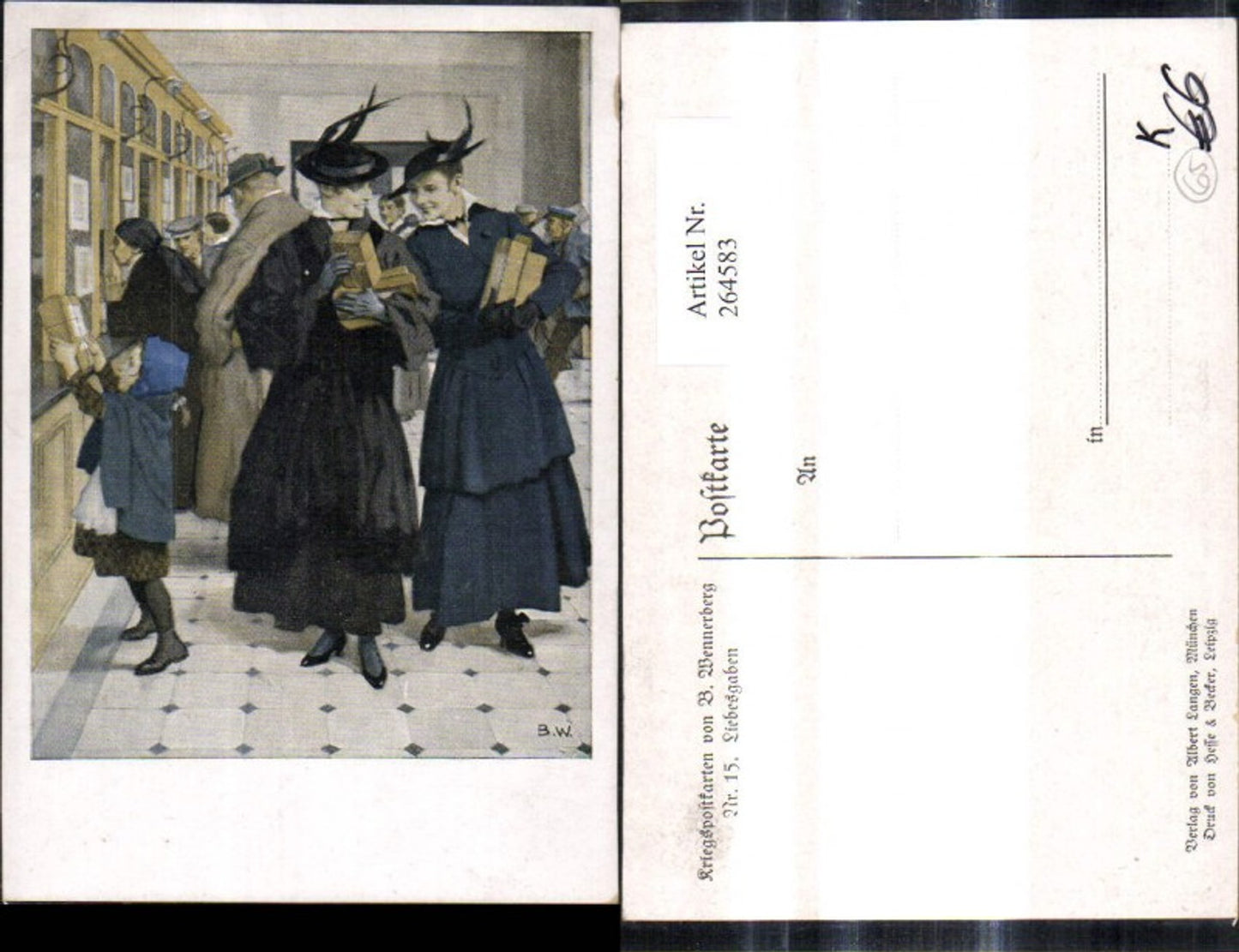 264583, Artist Ak Brynolf Wennerberg 15 Love Gifts Women's Mail Gifts Packages War Mail