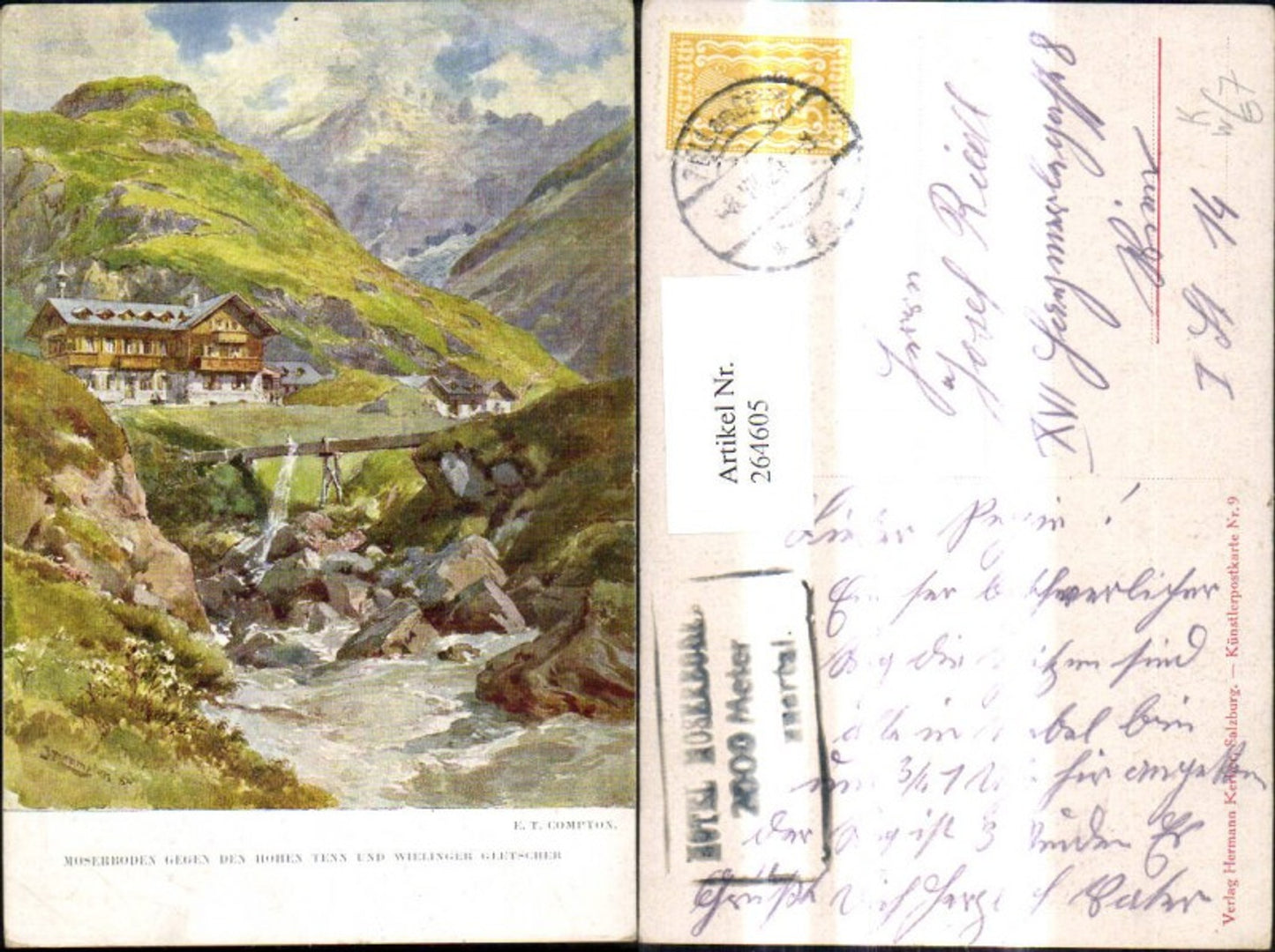 264605,Künstler Ak E.T. Compton Moserboden geg. d. Hohen Tenn u. Wielinger Gletscher