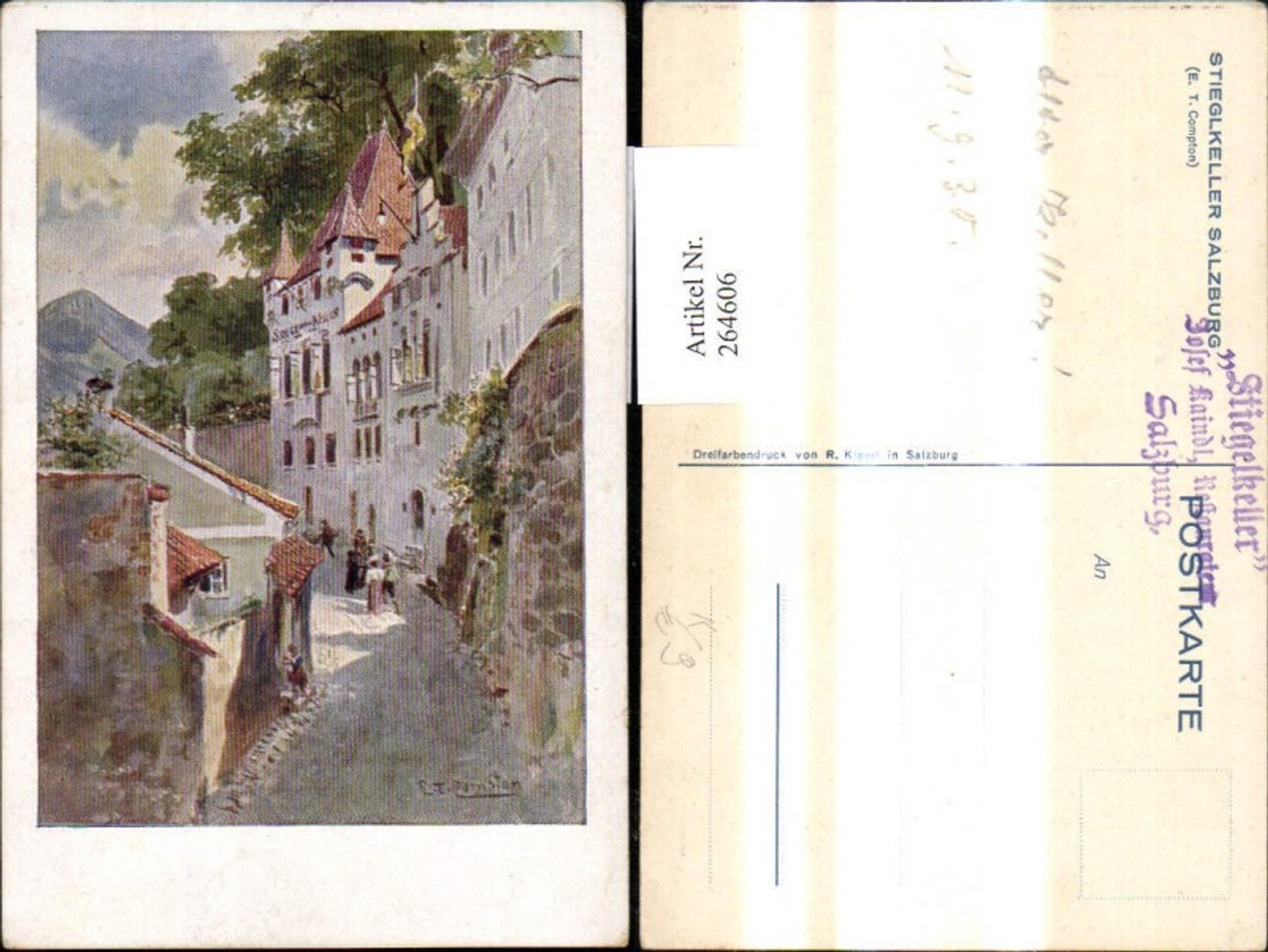 264606,Künstler Ak E.T. Compton Stieglkeller Salzburg