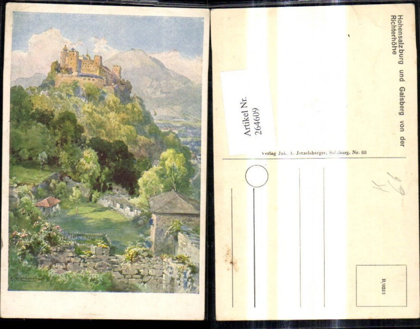 264609,Künstler Ak E.T. Compton Hohensalzburg u. Gaisberg v. d. Richterhöhe