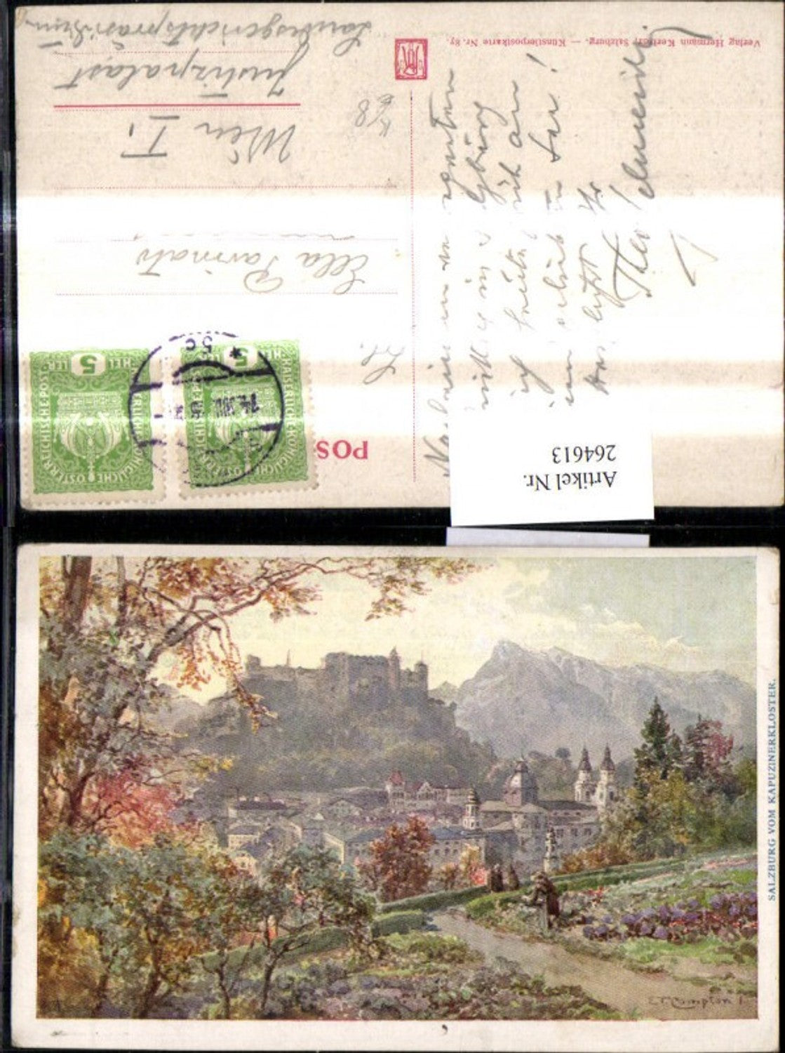 264613,Künstler Ak E.T. Compton Salzburg v. Kapuzinerkloster