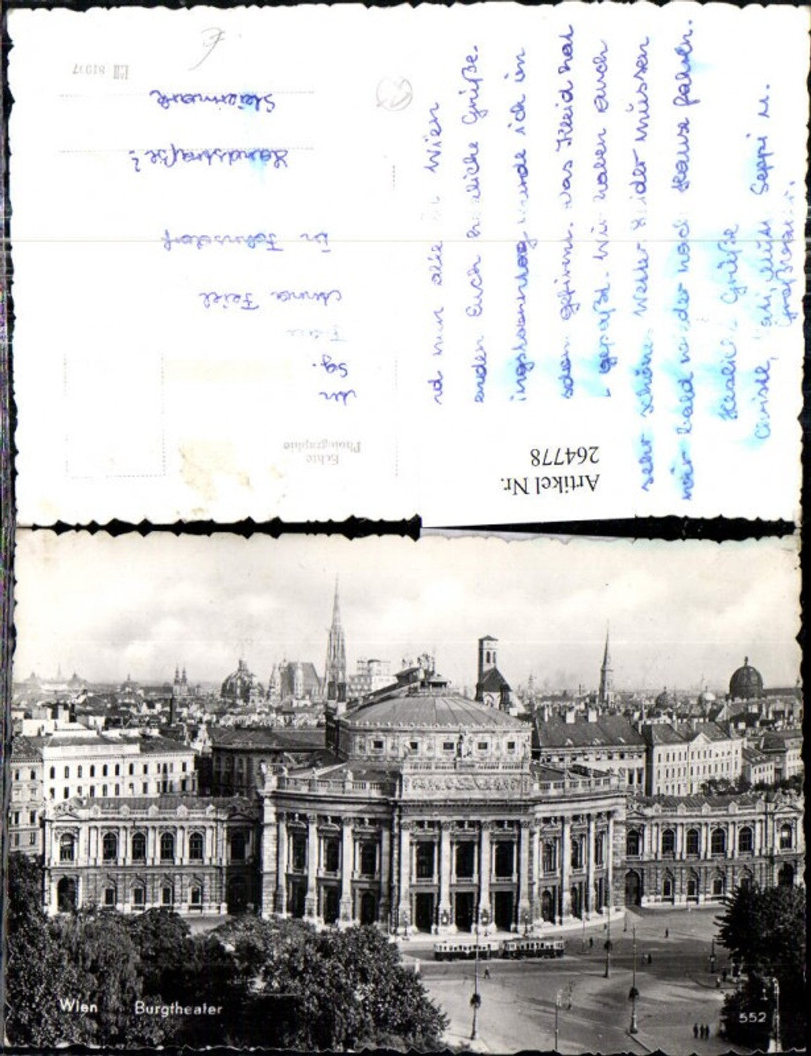264778,Foto Ak Theater Wien Burgtheater Strassenbahn