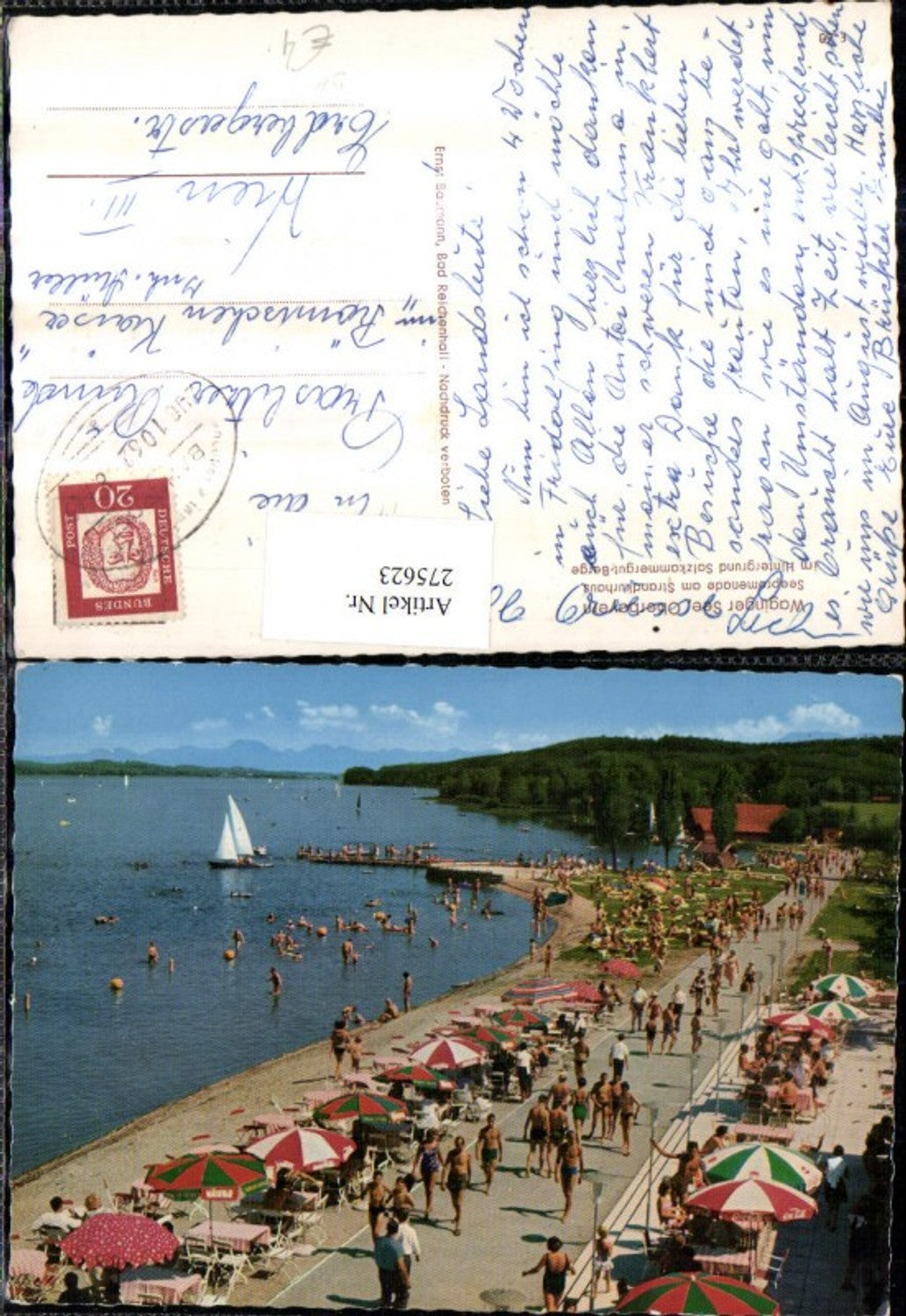 275623,Waginger See Seepromenade am Strandkurhaus Strand Strandleben Bahnpost Zug 1062