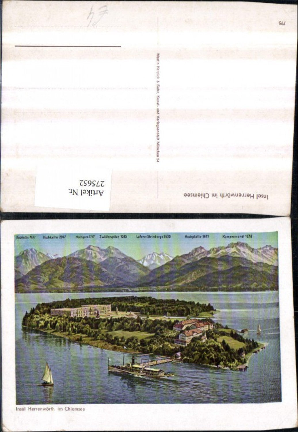 275652,Insel Herrenwörth im Chiemsee Totale m. Schloss Bergkulisse