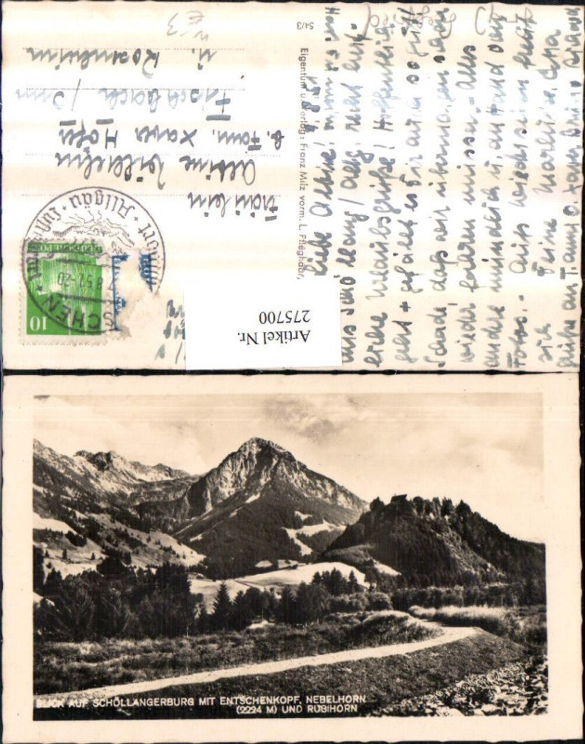 275700, View of Schöllangerburg with Entschenkopf, Nebelhorn and Rubihorn mountain scenery near Oberstdorf