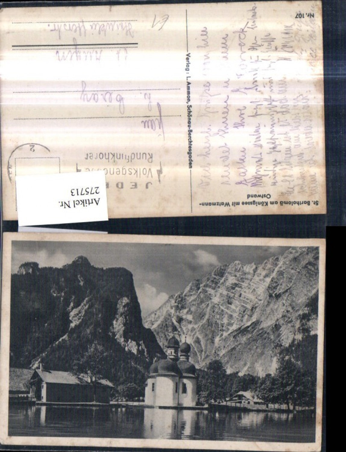 275713,St. Bartholomä Kirche am Königssee m. Watzmann-Ostwand Bergkulisse