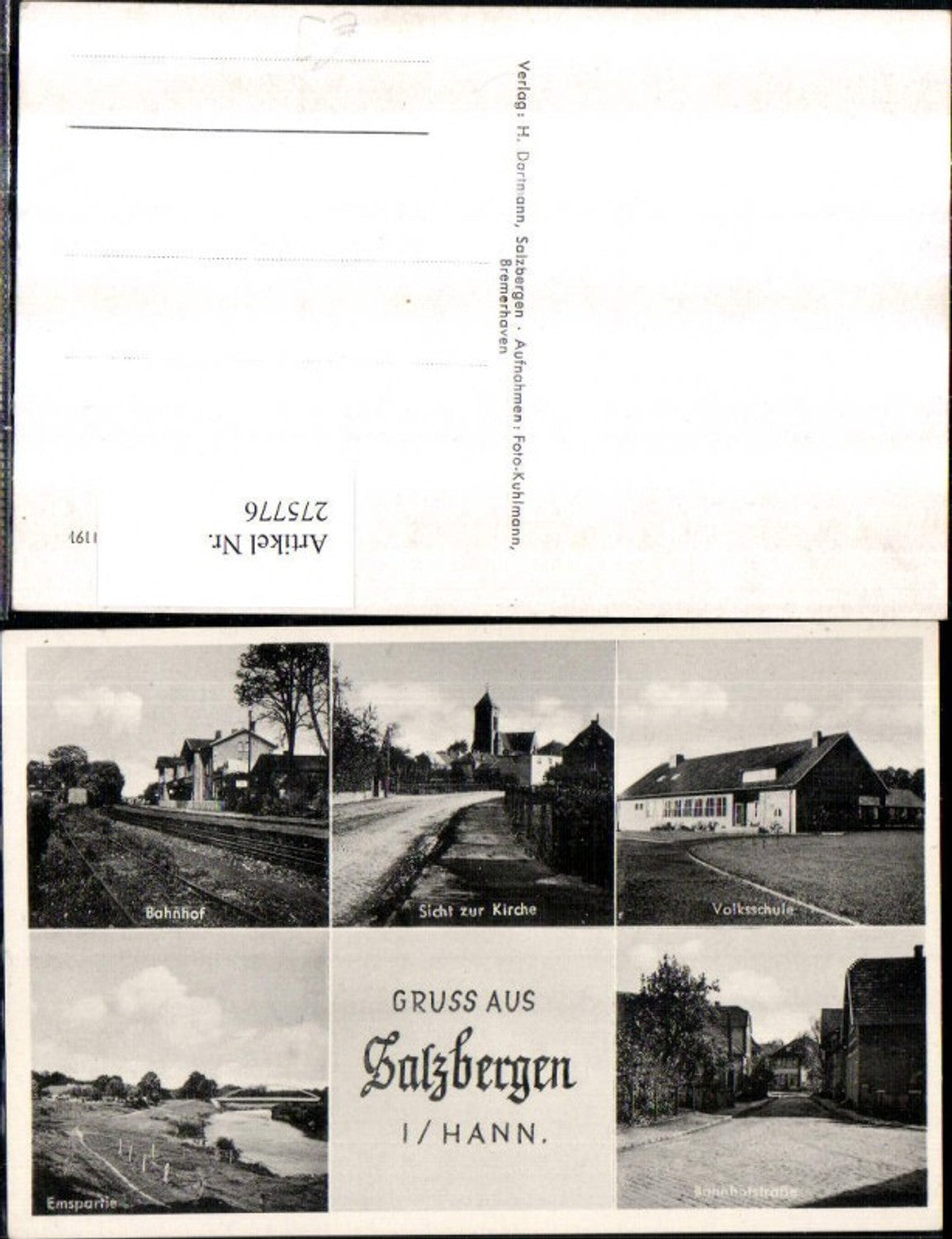 275776,Gruß aus Salzbergen Bahnhof Kirche Volksschule Bahnhofstraße Mehrbildkarte