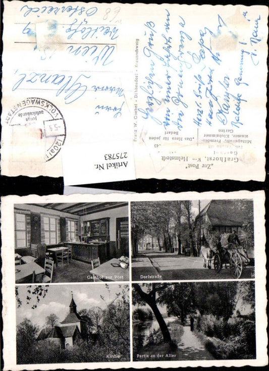 275783,Helmstedt Kirche Dorfstraße Partie an d. Aller Gasthof zur Post Mehrbildkarte