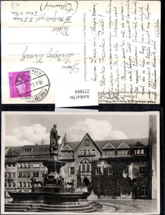 275884,Freiberg Obermarkt m. Denkmal Otto des Reichen Brunnen