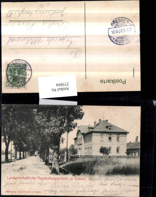 275894,Landwirtschaftliche Haushaltungsschule zu Dahlen Straßenansicht