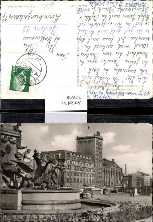 275948,Leipzig Karl-Marx-Platz m. Hochhaus u. Mende-Brunnen pub VEB 13/751