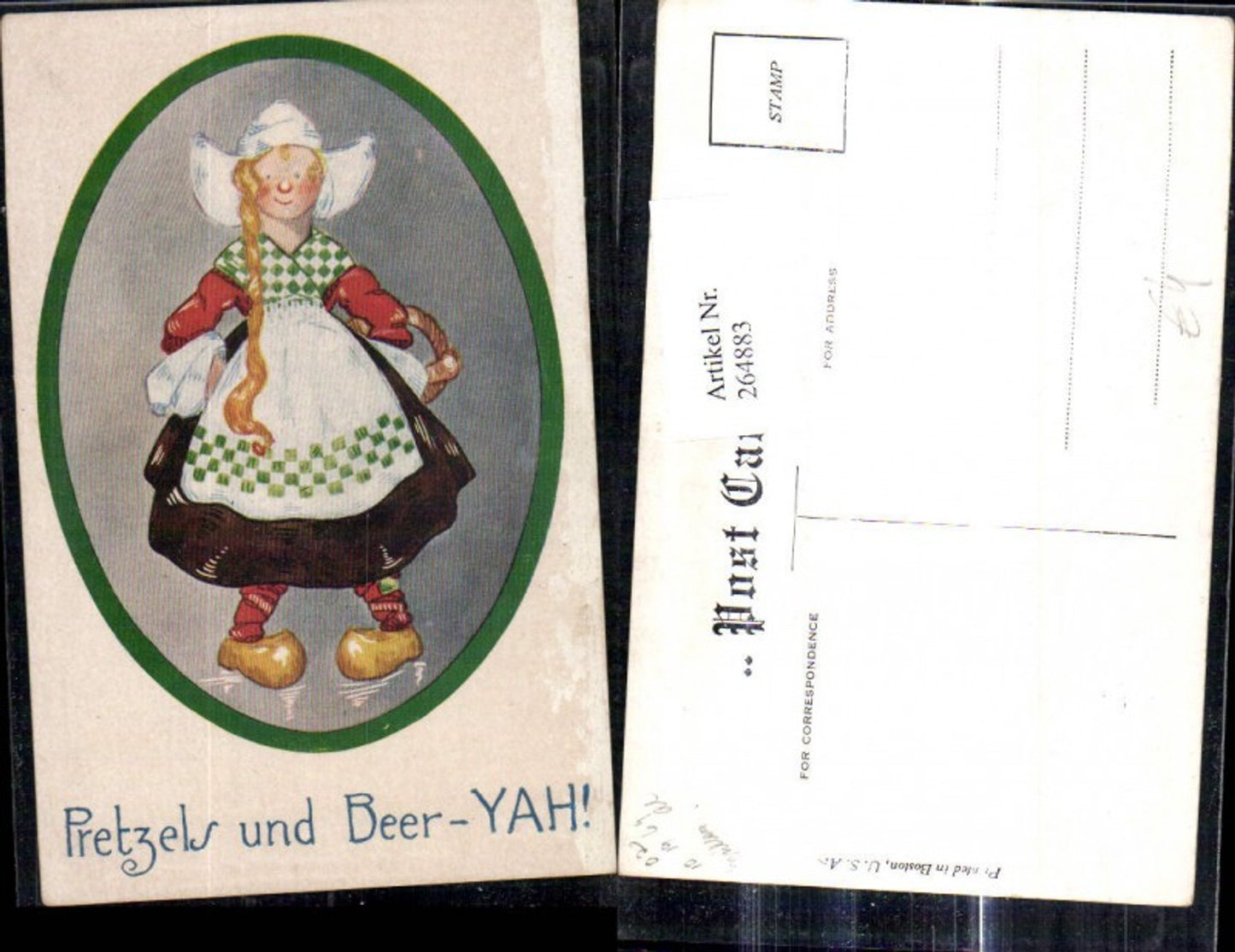 264883,Künstler Ak Kind Mädchen Tracht Holländischer Typ Hut Haube Passepartout