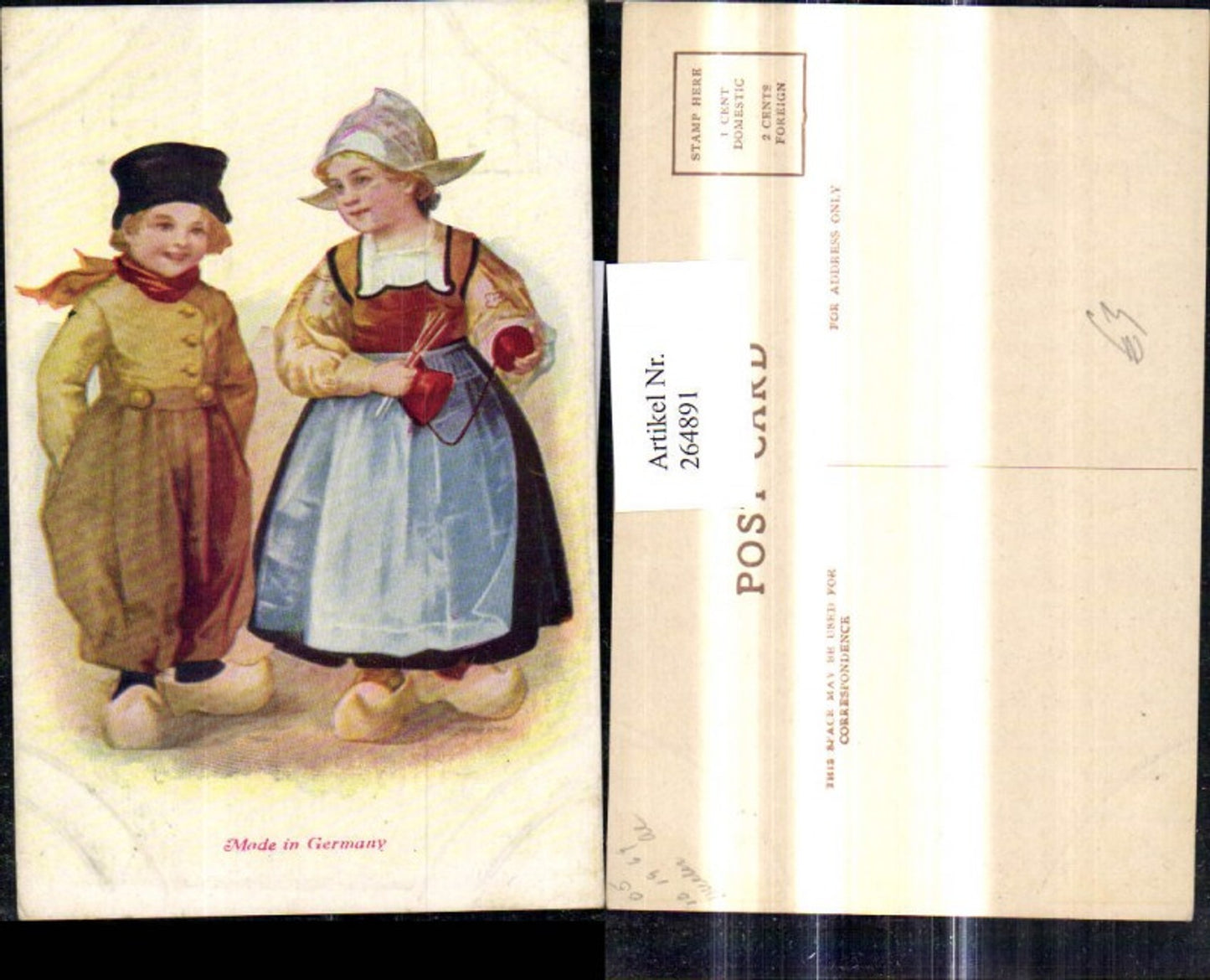 264891,Künstler Ak Kinder Holländischer Typ Tracht Stricken