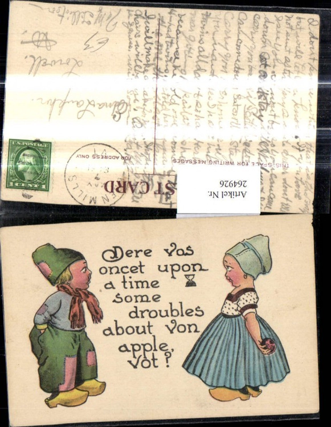 264926,Künstler Ak Kinder Holländischer Typ Tracht Haube Holzschuhe Spruch