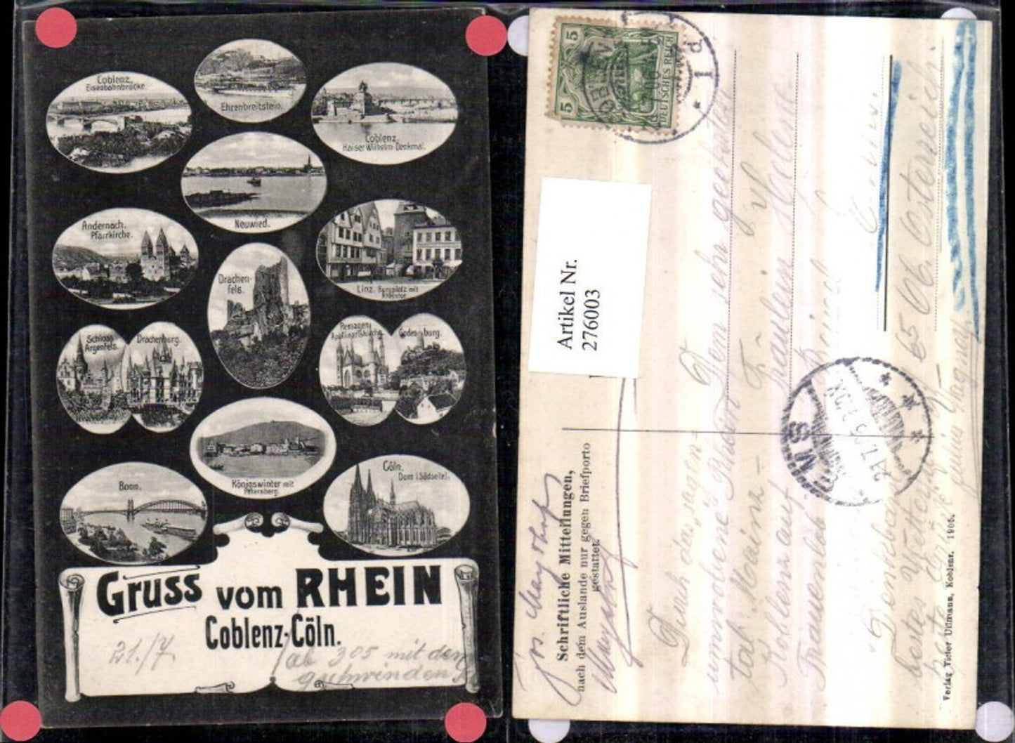 276003,Gruß vom Rhein Koblenz Köln Dom Bonn Schloss Argenfels Drachenfels Mehrbildkarte