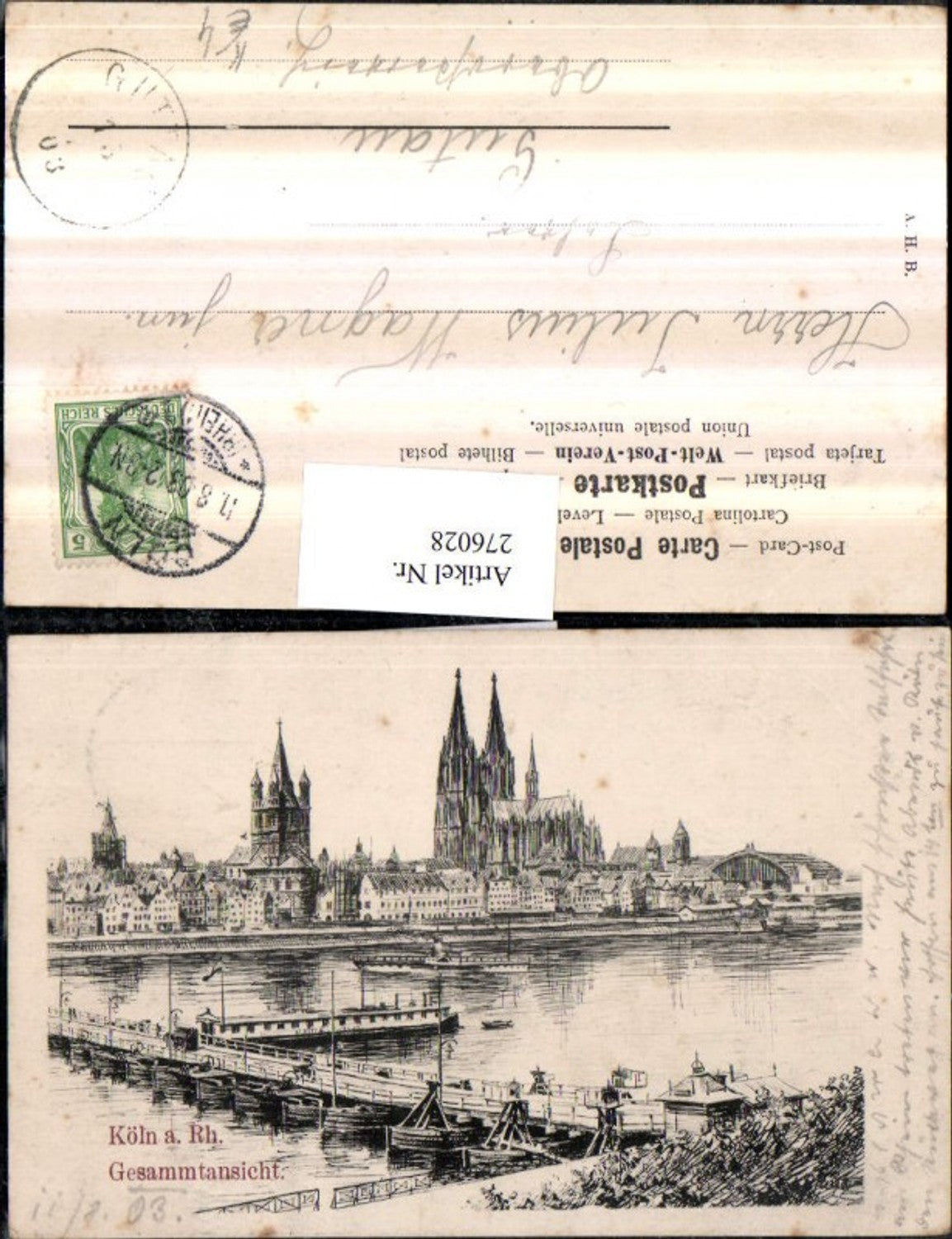 276028,Künstler AK Zeichnung Köln a. Rhein Teilansicht Dom Kirche Brücke