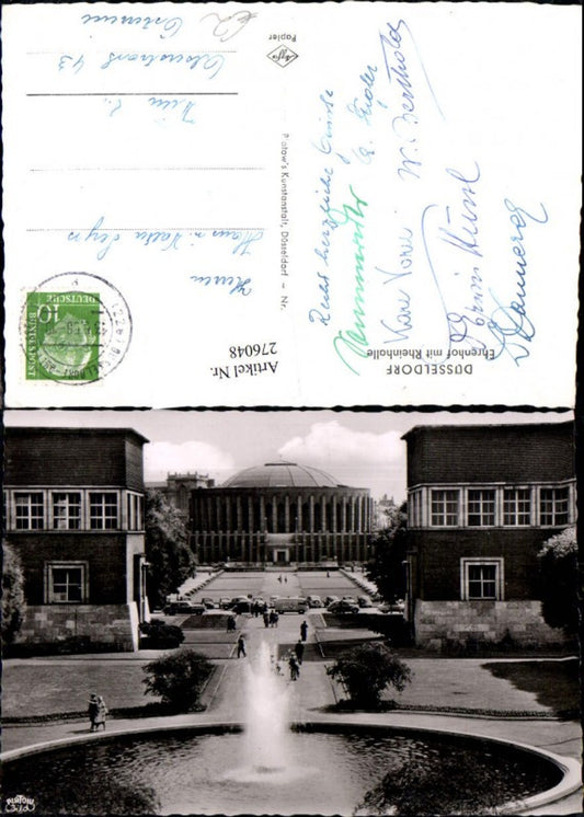 276048,Düsseldorf Ehrenhof m. Rheinhalle Gebäude Springbrunnen