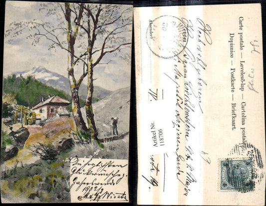 118706,Künstler Ak Wassermühle Haus Landschaft Baum