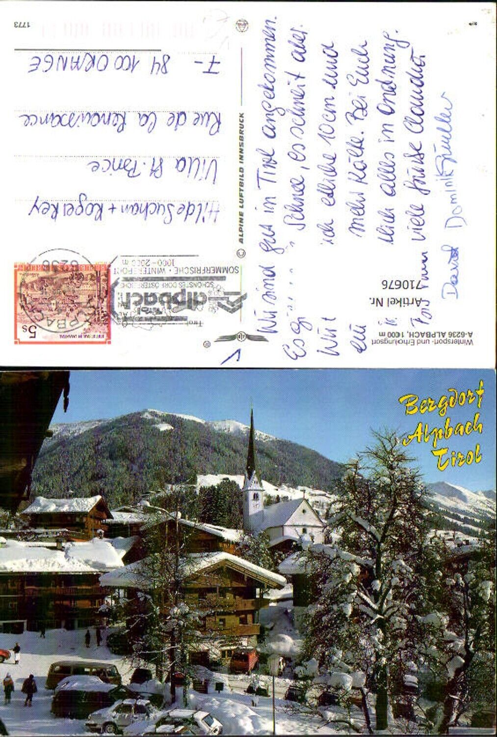 710676 Alpbach Tirol Winteransicht VW Bully pub Alpine Luftbild 1773