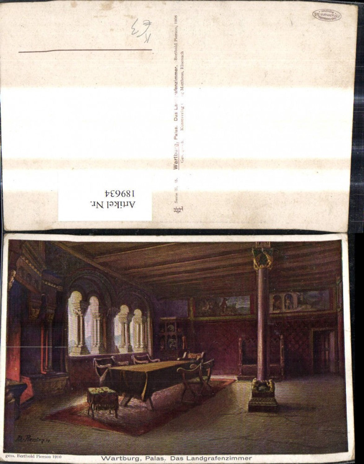 189634,Künstler Ak Berthold Pierson Wartburg Palas. Das Landgrafenzimmer
