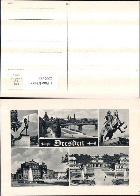 2006985,Dresden Teilansicht Zwinger Opernhaus Bogenschütze Statue Denkmal August des Starken Mehrbildkarte