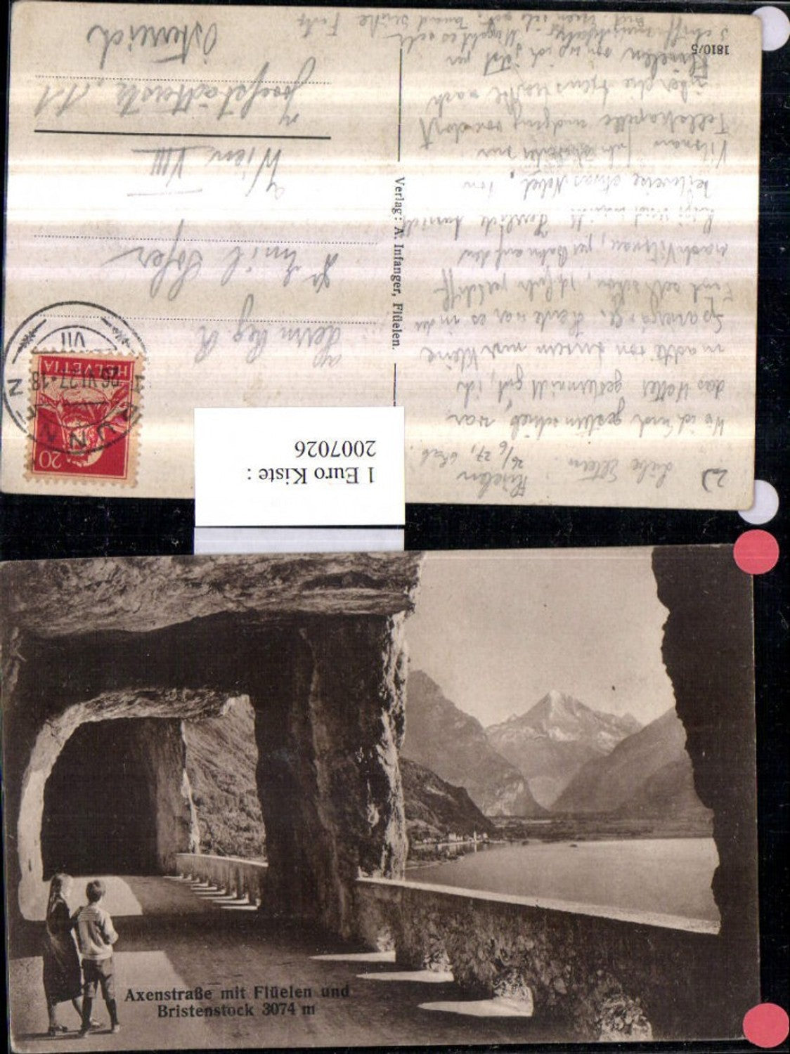 2007026,Axenstraße m. Flüelen u. Bristenstock Tunnel Bergkulisse Kt Uri