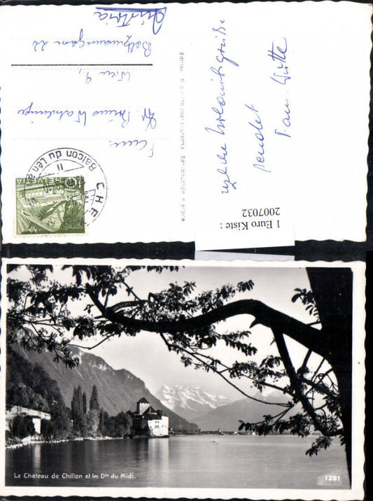 2007032,Le Chateau de Chillon et les Dents du Midi Schloss Bergkulisse Kt Wallis