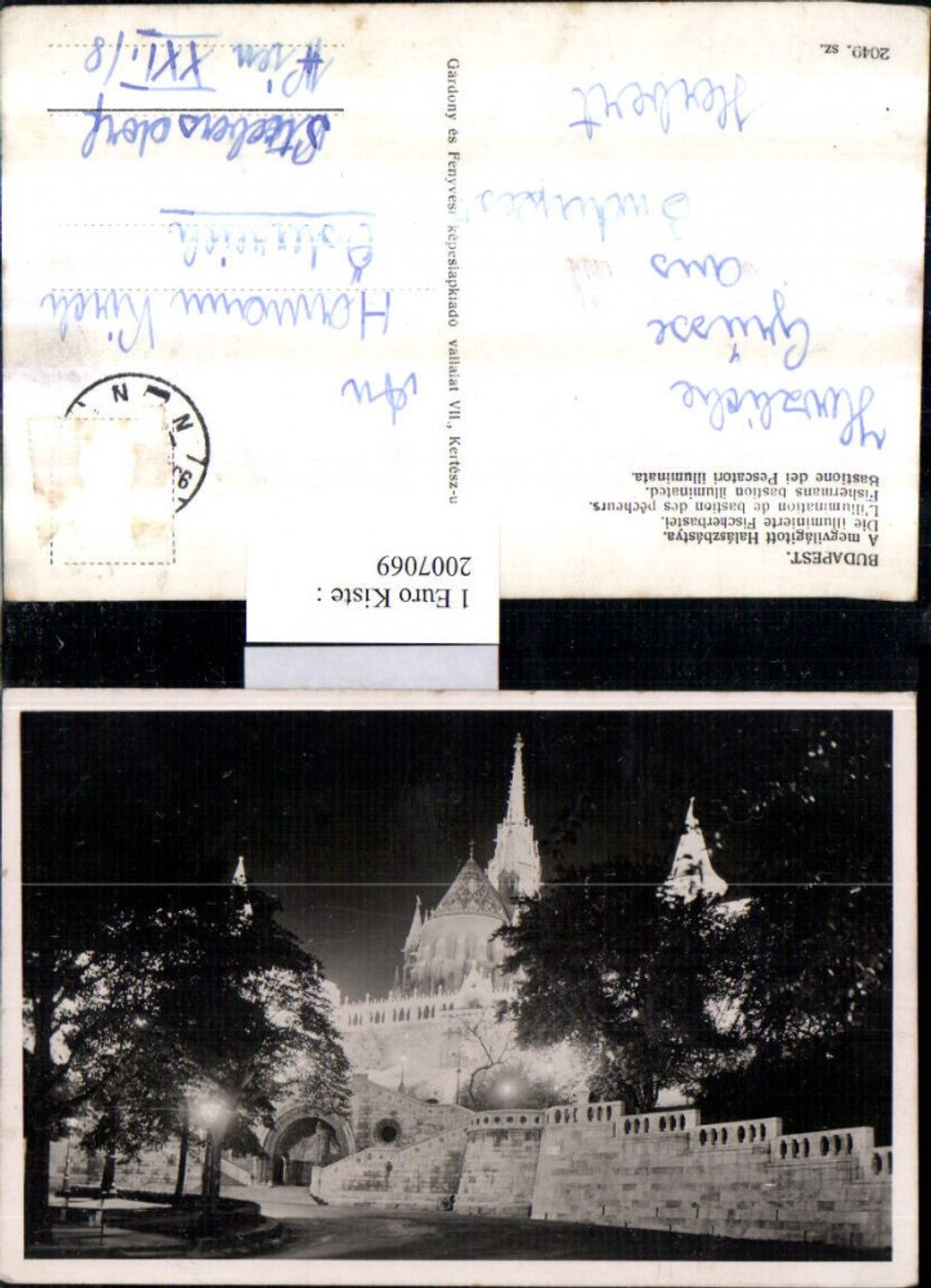 2007069,Budapest Die illuminierte Fischerbastei Kloster Kirche