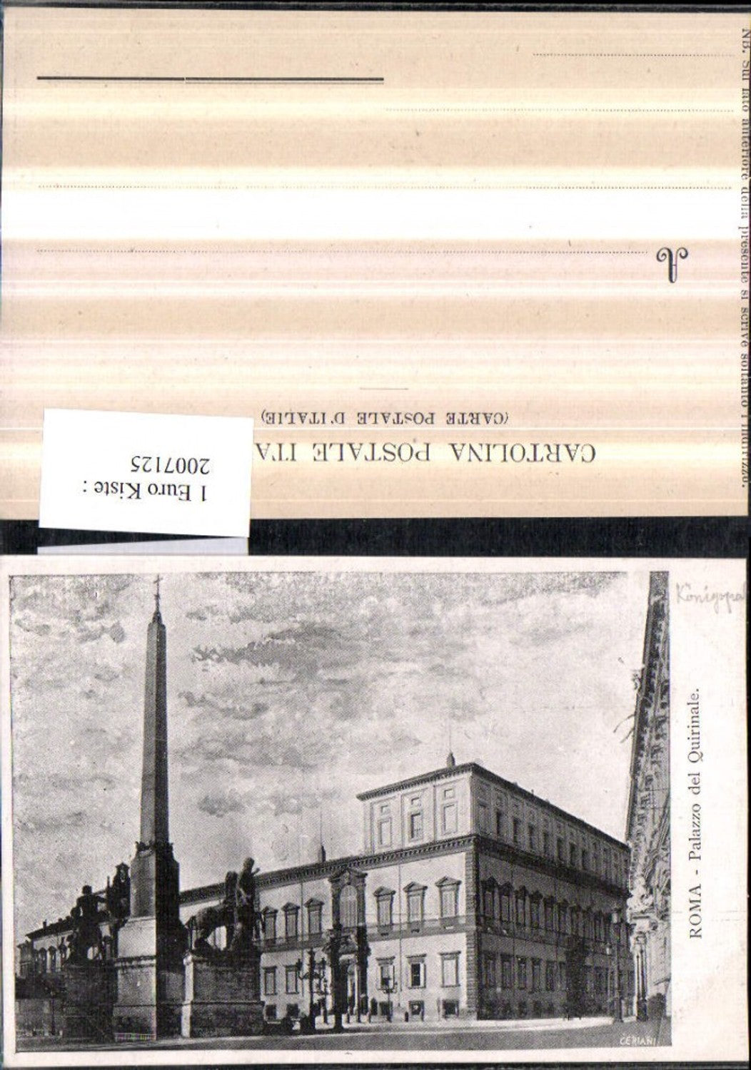 2007125,Künstler AK Ceriani Roma Rom Palazzo del Quirinal Platz Obelisk