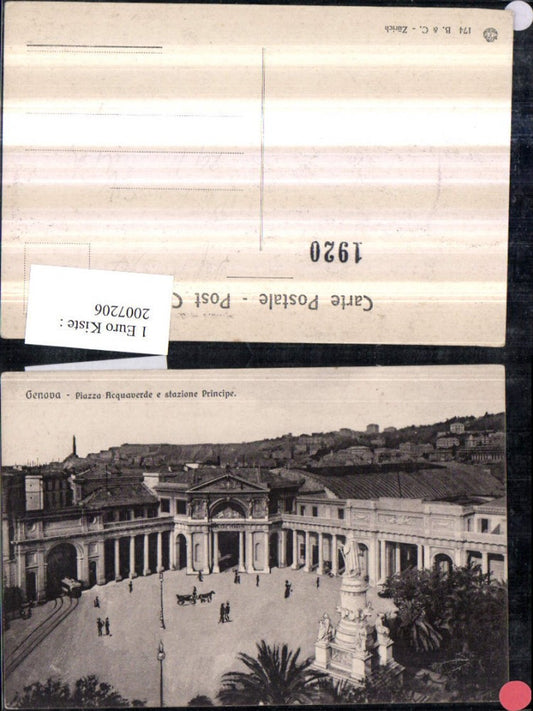 2007206,Genova Genua Piazza Acquaverde e statione Principe Bahnhof Denkmal