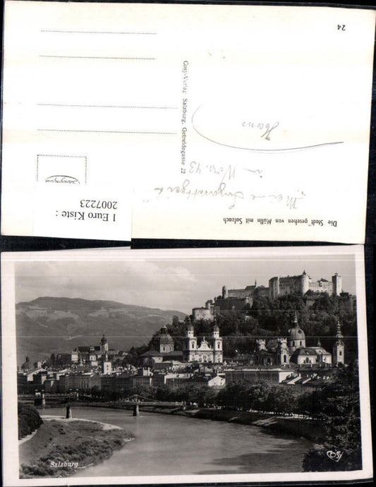 2007223,Salzburg Teilansicht Kirchen Festung Brücke v. Mülln m. Salzach pub Cosy