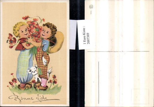 2007369,Glückwunsch Glitzer Buben Jungs Umarmung Blumen Hut Pantoffeln Hund Terrier