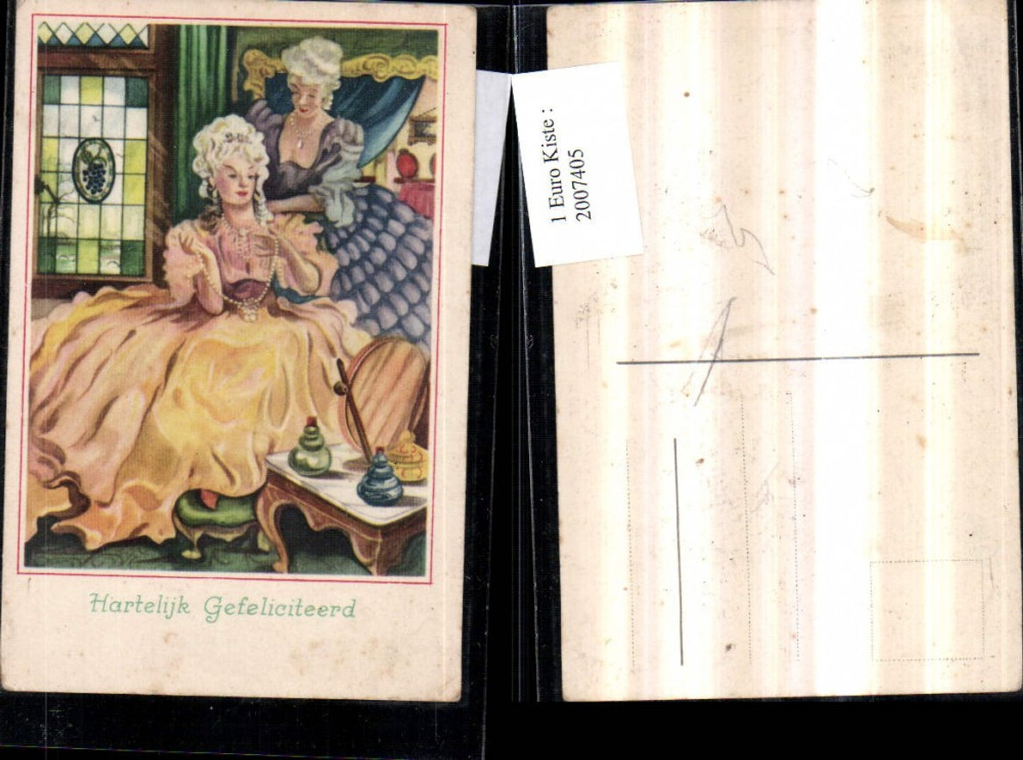 2007405,Künstler AK Glückwunsch Rokoko Frauen Kleider Kette