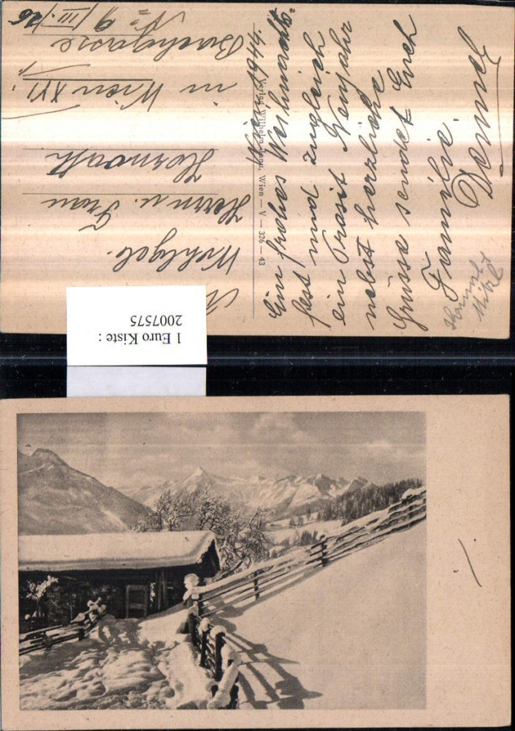 2007575,Winterlandschaft Hütte Bergkulisse