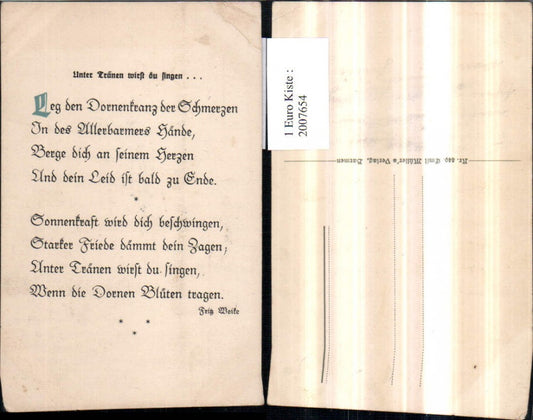2007654,Gedicht Text Unter Tränen wirst du singen von Fritz Woike