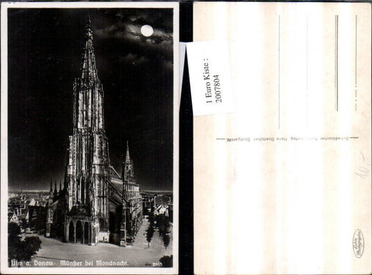2007804,Ulm an d. Donau Münster Kirche b. Mondschein Mond