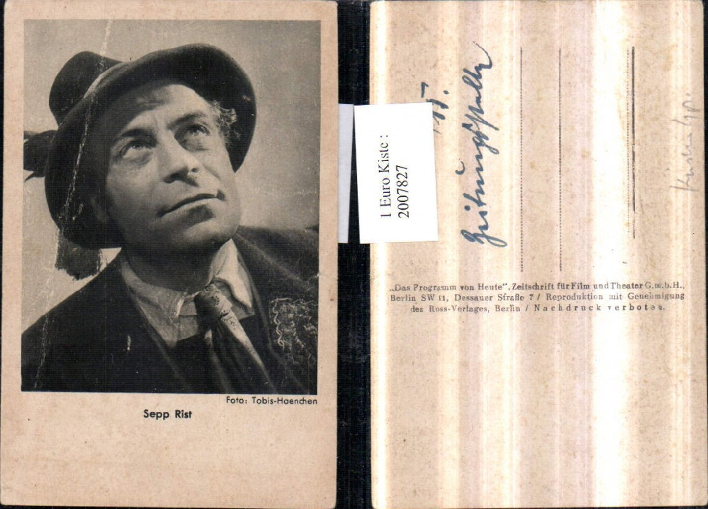 2007827,Schauspieler Sepp Rist m. Hut Portrait